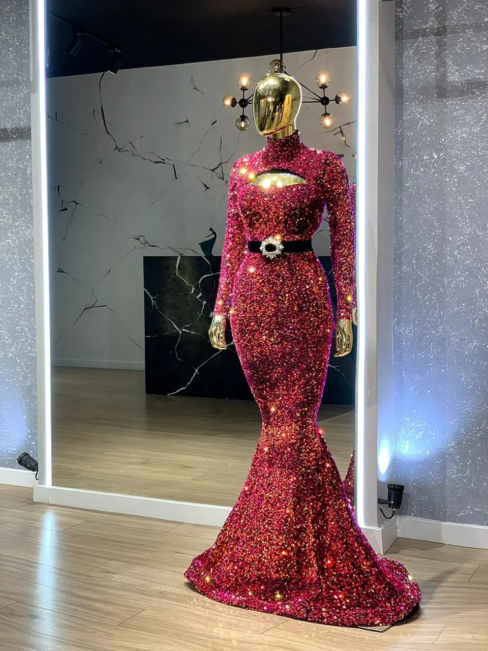Rio Sparkling High Neck Sequin Dress