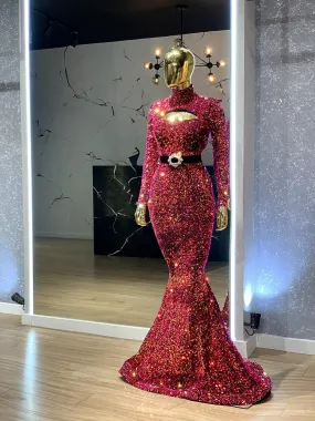Rio Sparkling High Neck Sequin Dress