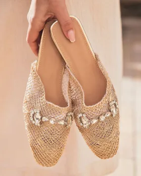 Sandale femme plate mule doré - Paula