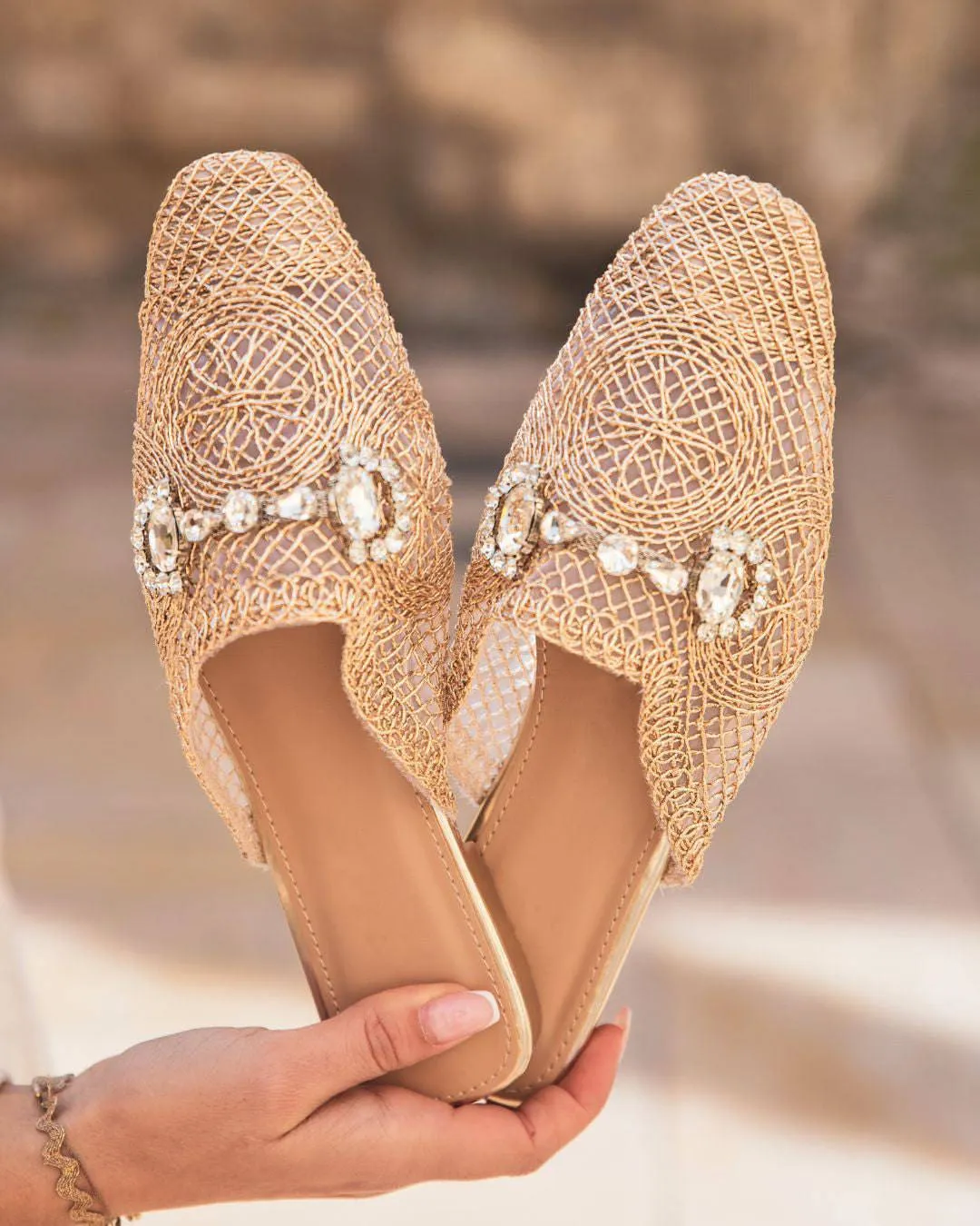 Sandale femme plate mule doré - Paula