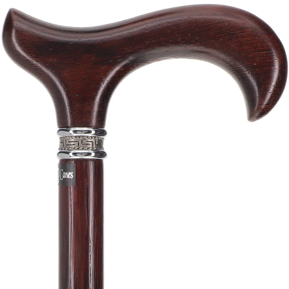 Scratch and Dent Genuine Wenge Wood Derby Walking Cane With Wenge Shaft And Pewter Collar V1902