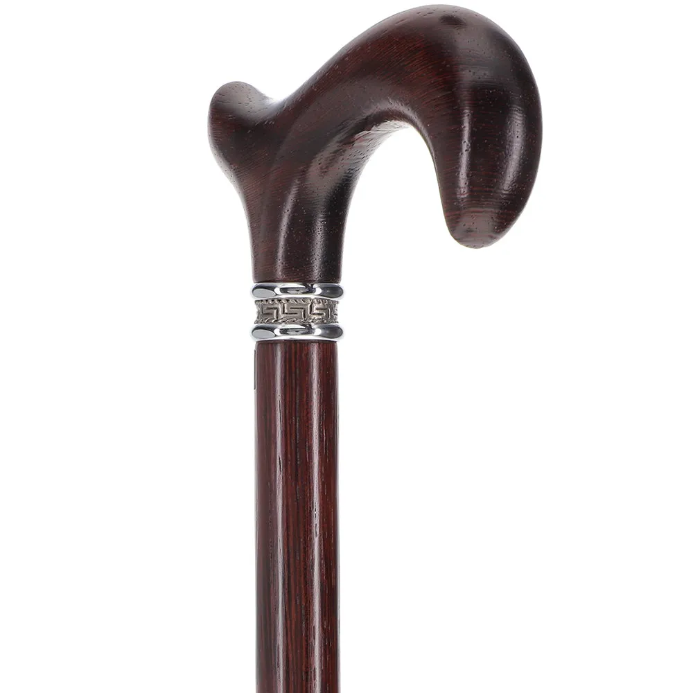 Scratch and Dent Genuine Wenge Wood Derby Walking Cane With Wenge Shaft And Pewter Collar V1902
