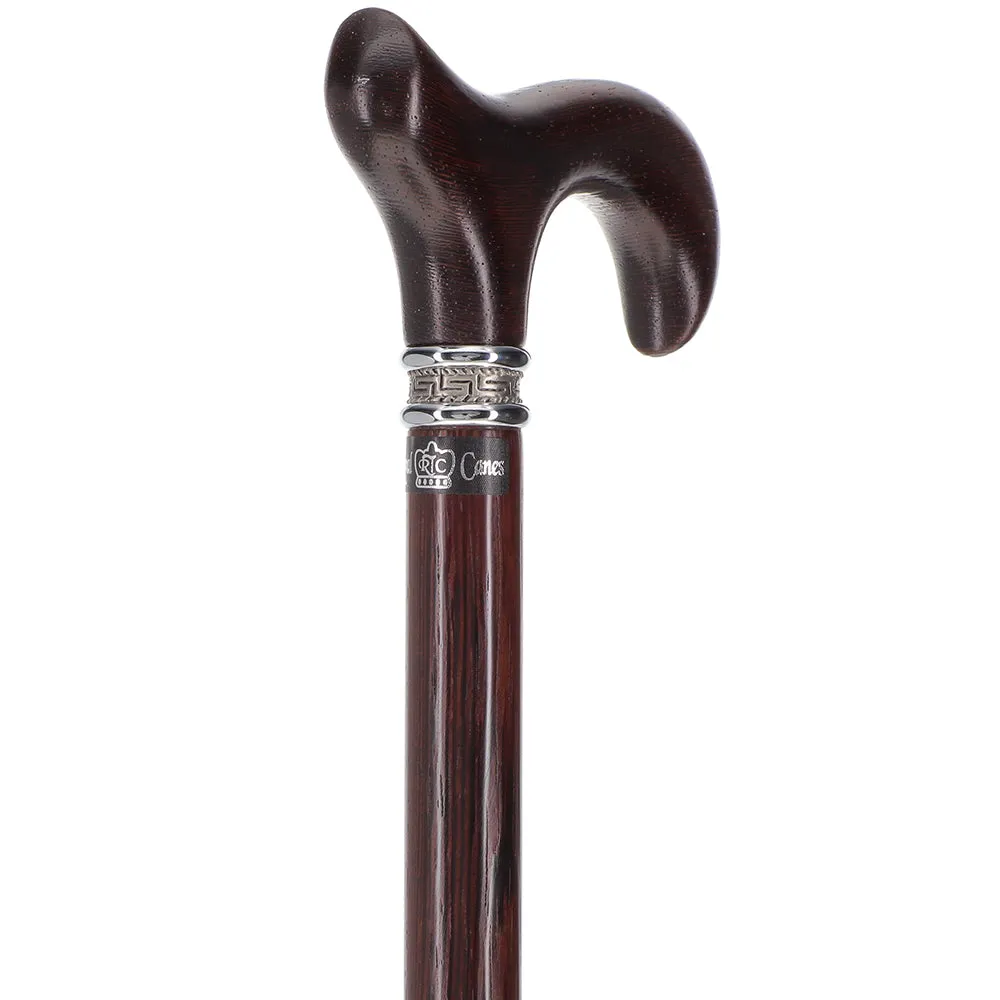 Scratch and Dent Genuine Wenge Wood Derby Walking Cane With Wenge Shaft And Pewter Collar V1902