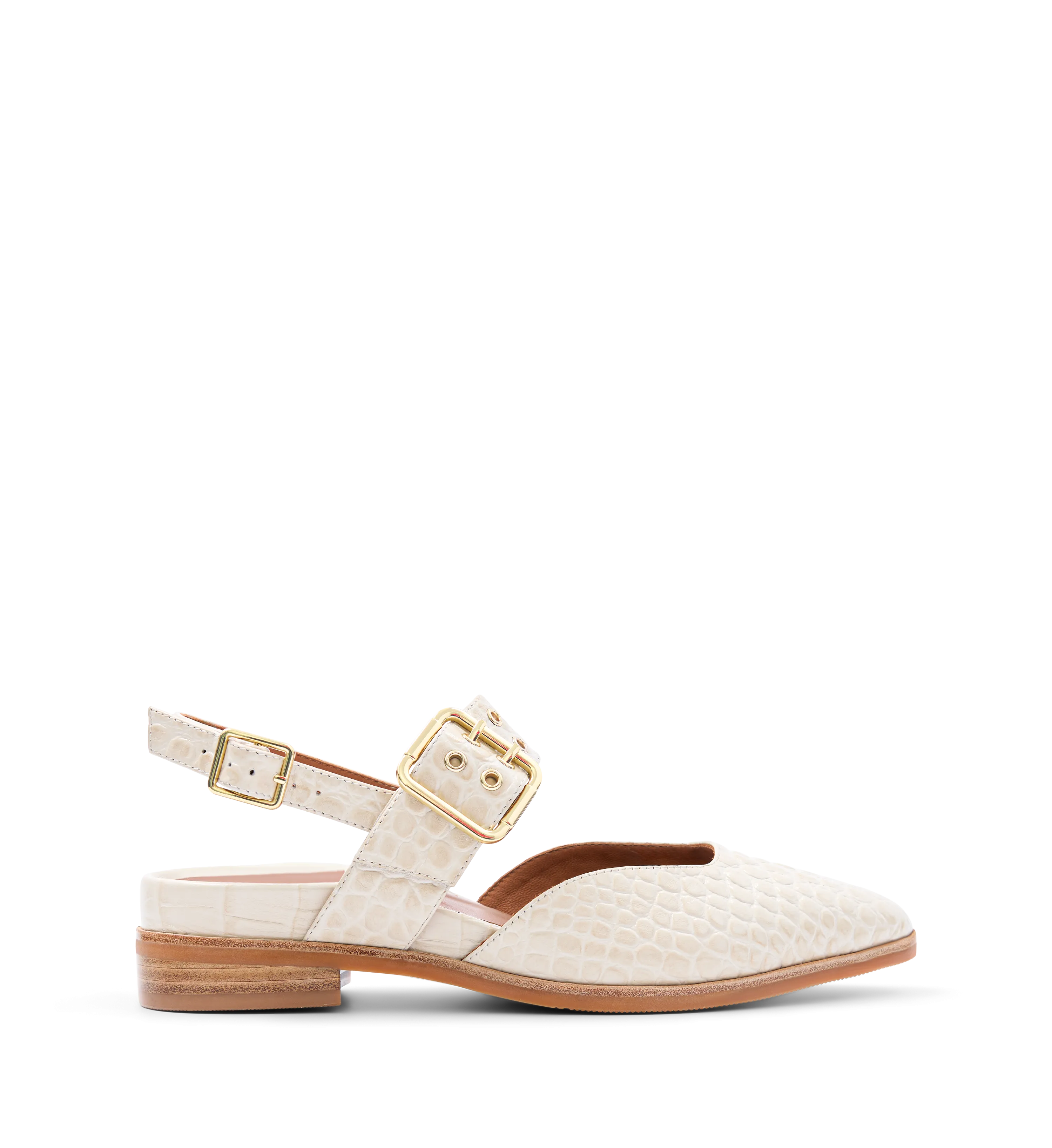 Sharpbill Chai Croc Emboss Leather Flats