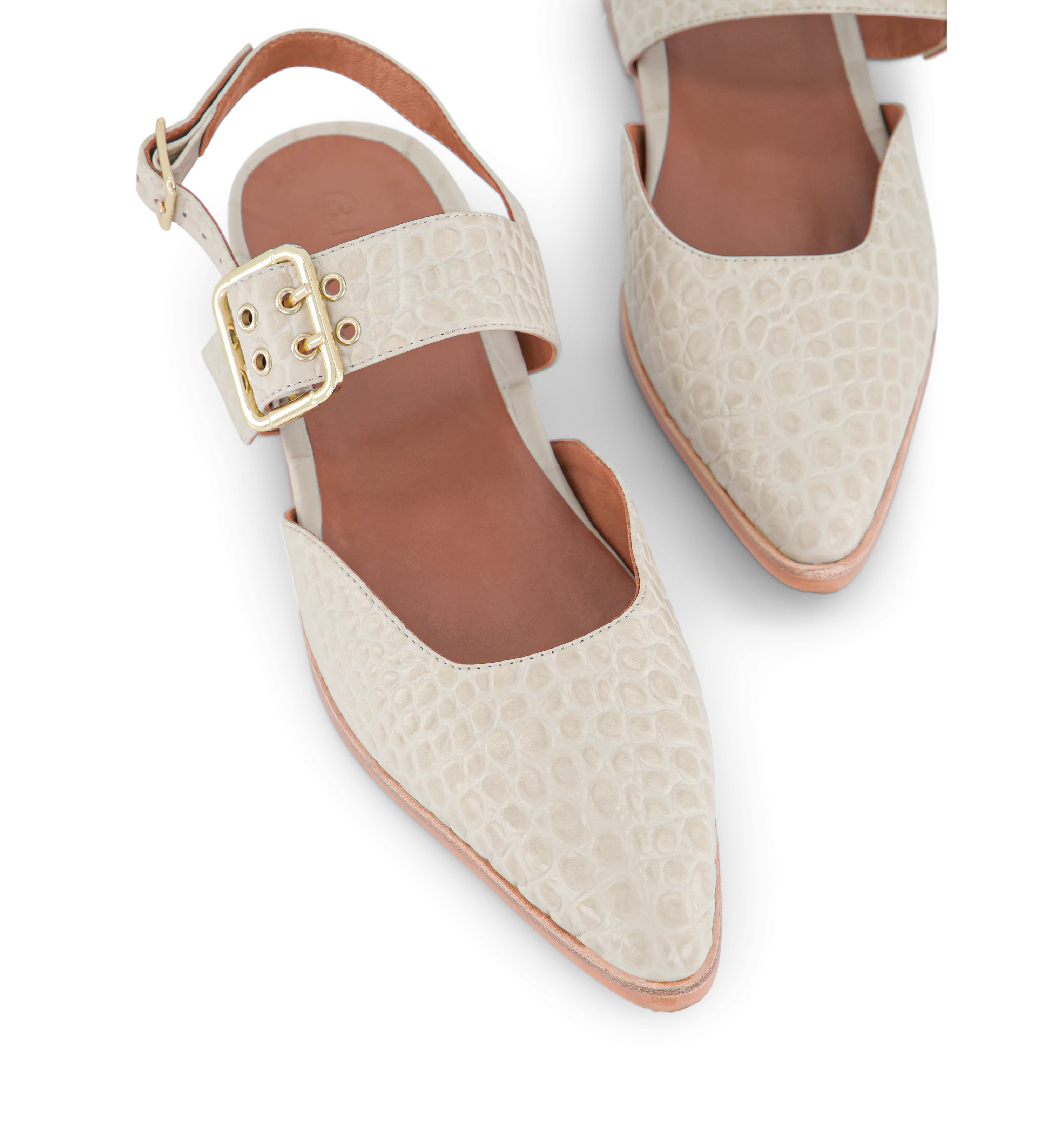 Sharpbill Chai Croc Emboss Leather Flats