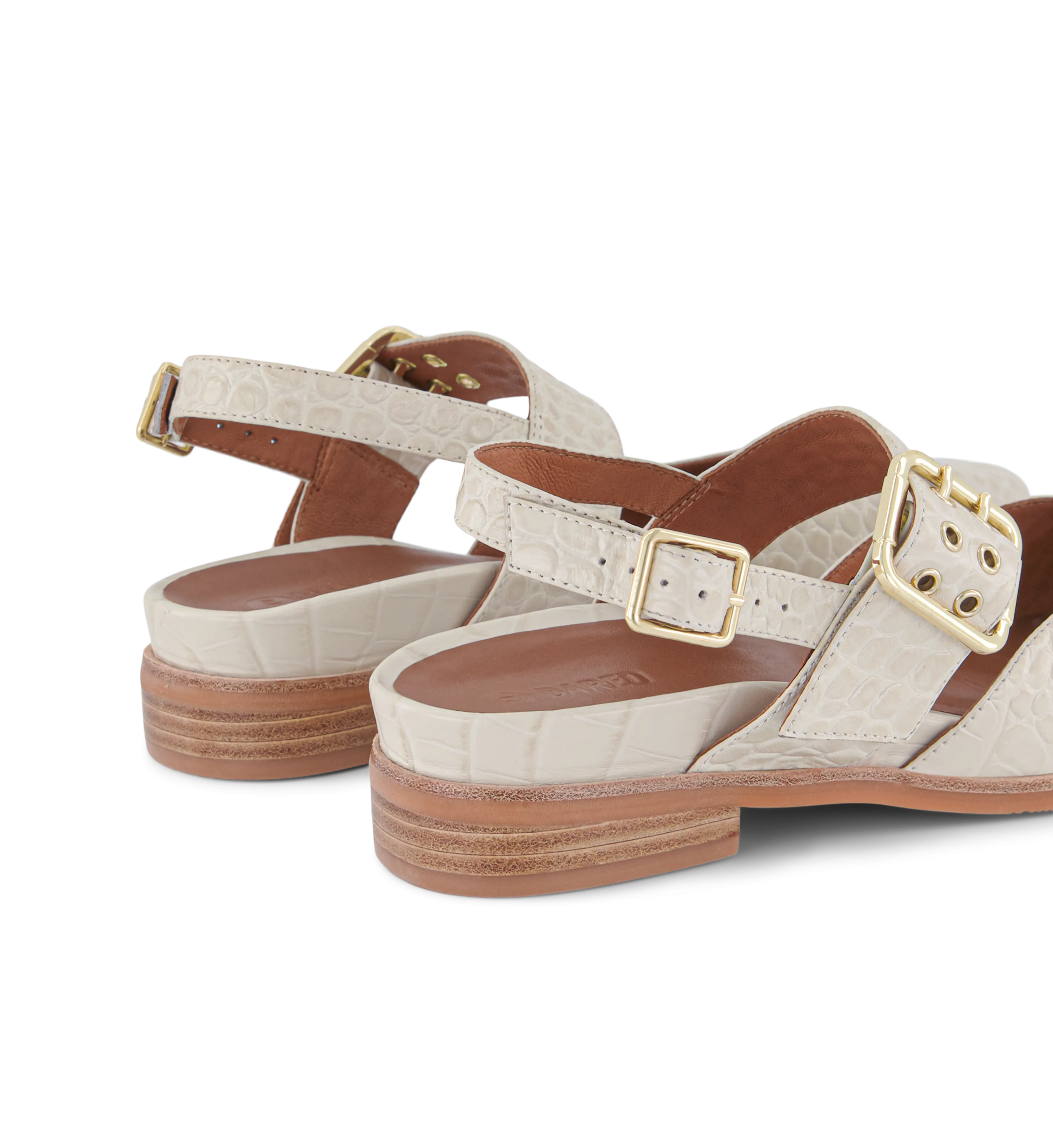 Sharpbill Chai Croc Emboss Leather Flats
