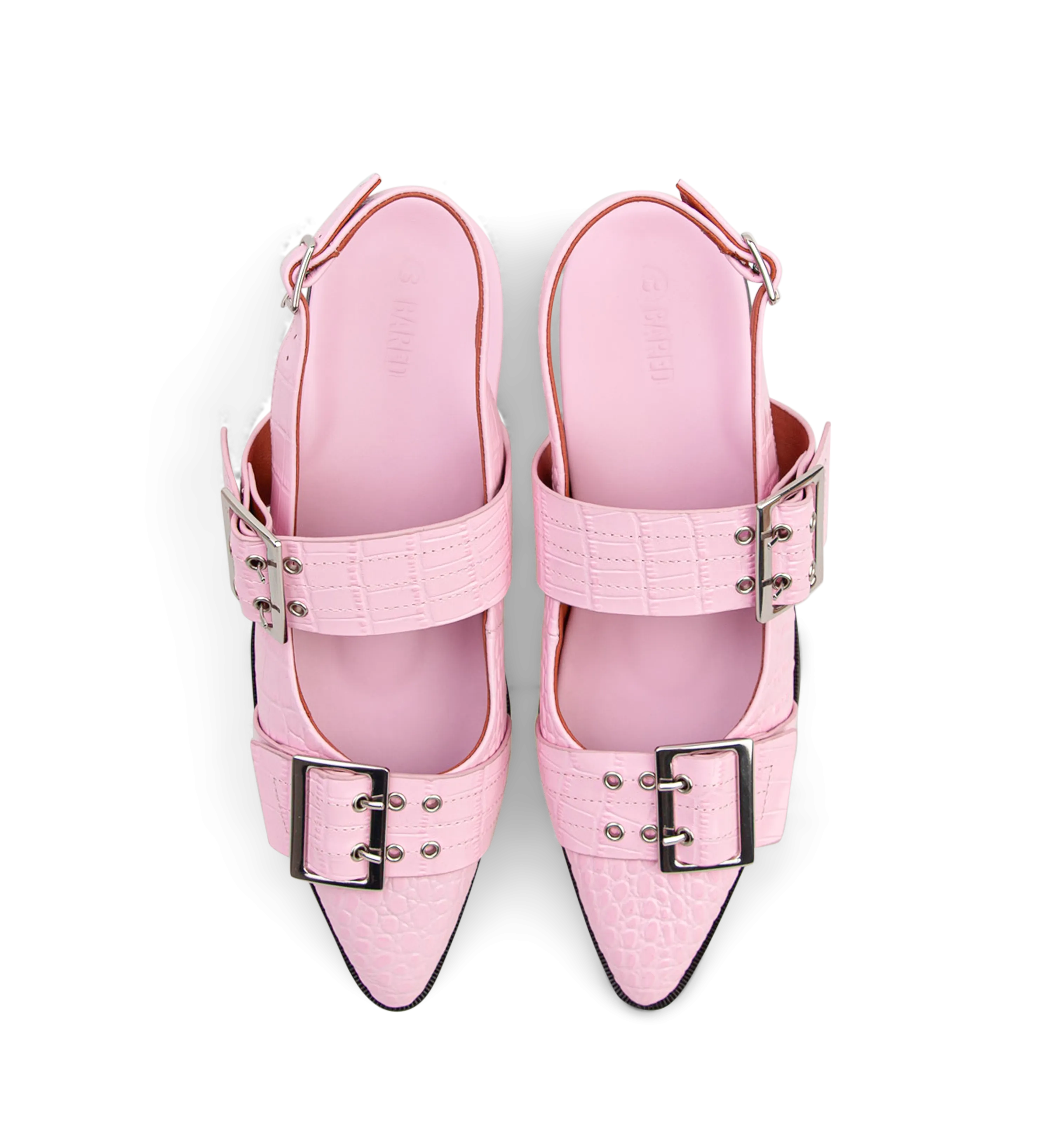 Skimmer Baby Pink Croc Emboss Leather Flats