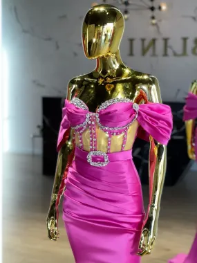 Sopa Off-Shoulder Gown with Embellishments