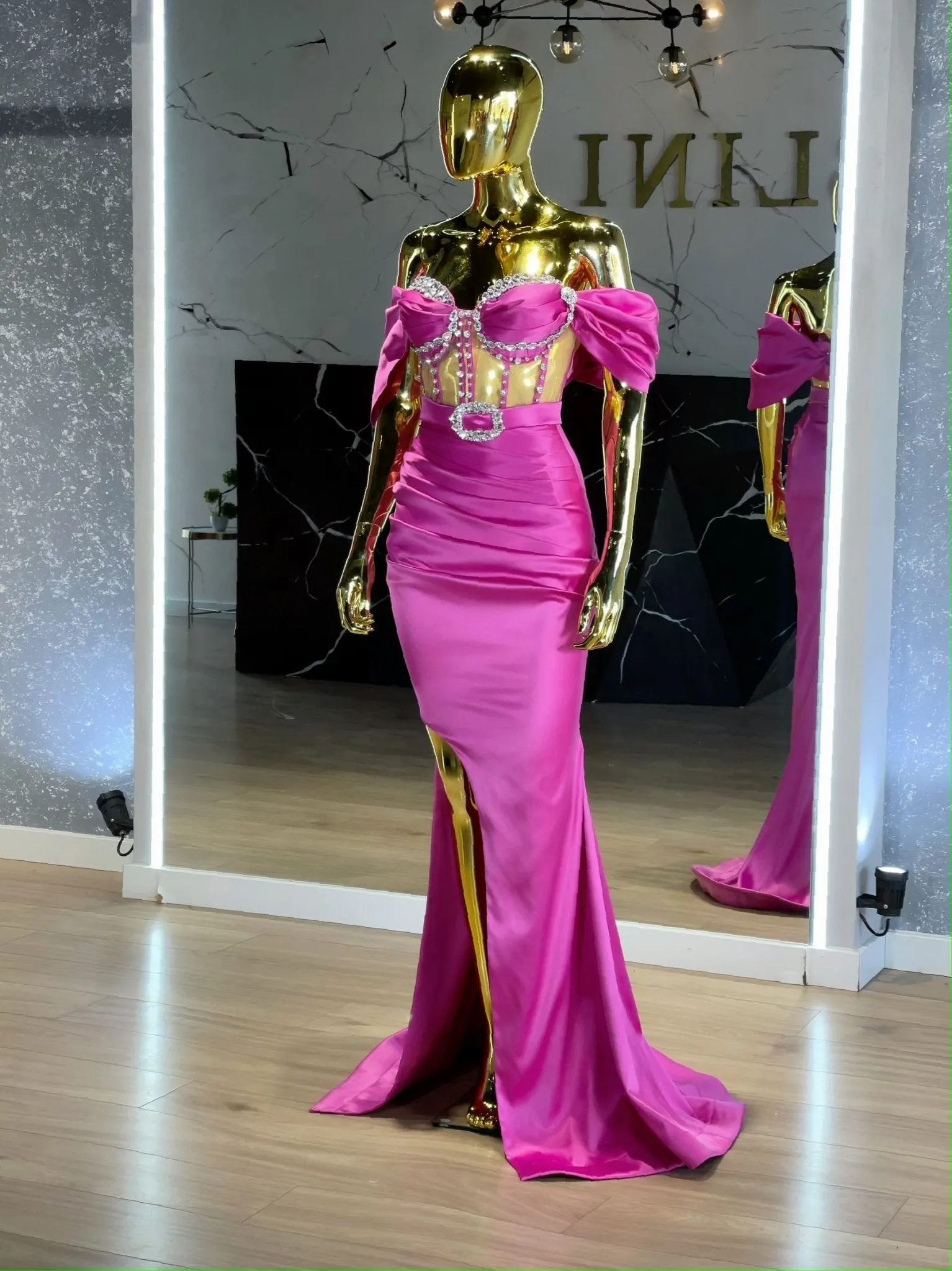 Sopa Off-Shoulder Gown with Embellishments