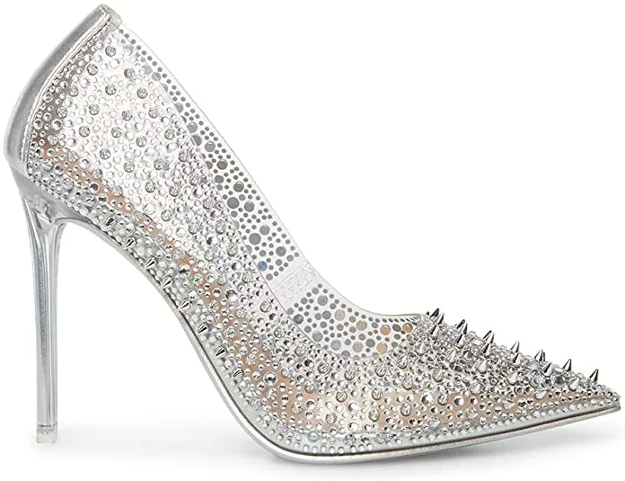 Steve Madden Various Clear Sexy Stiletto Rhinestone Embellished Spike Pumps