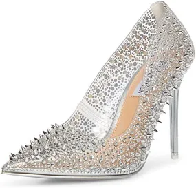 Steve Madden Various Clear Sexy Stiletto Rhinestone Embellished Spike Pumps