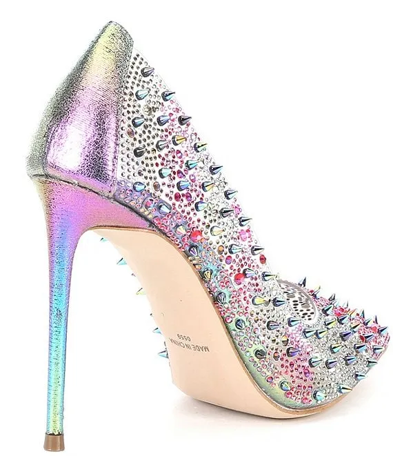 Steve Madden Various Rainbow Sexy Stiletto Rhinestone Embellished Spike Pumps