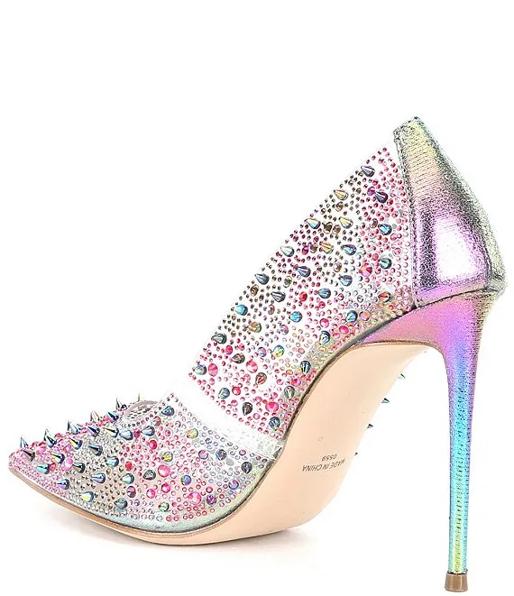 Steve Madden Various Rainbow Sexy Stiletto Rhinestone Embellished Spike Pumps