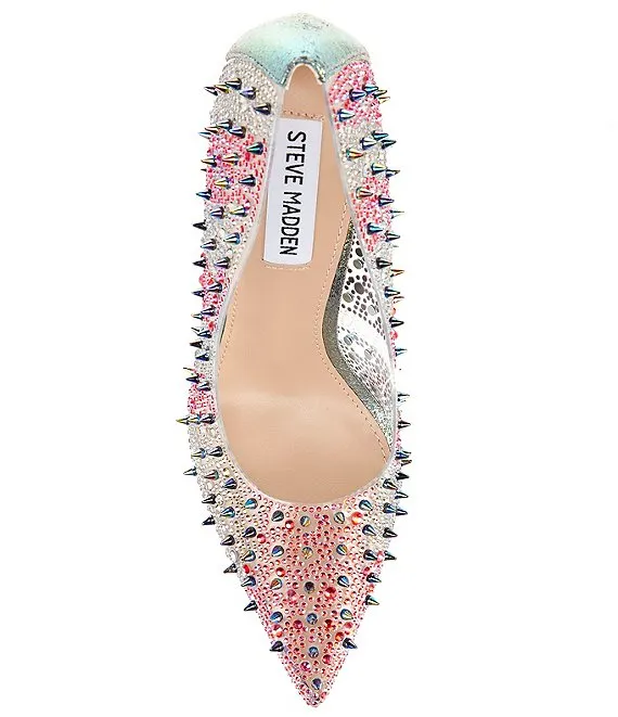Steve Madden Various Rainbow Sexy Stiletto Rhinestone Embellished Spike Pumps