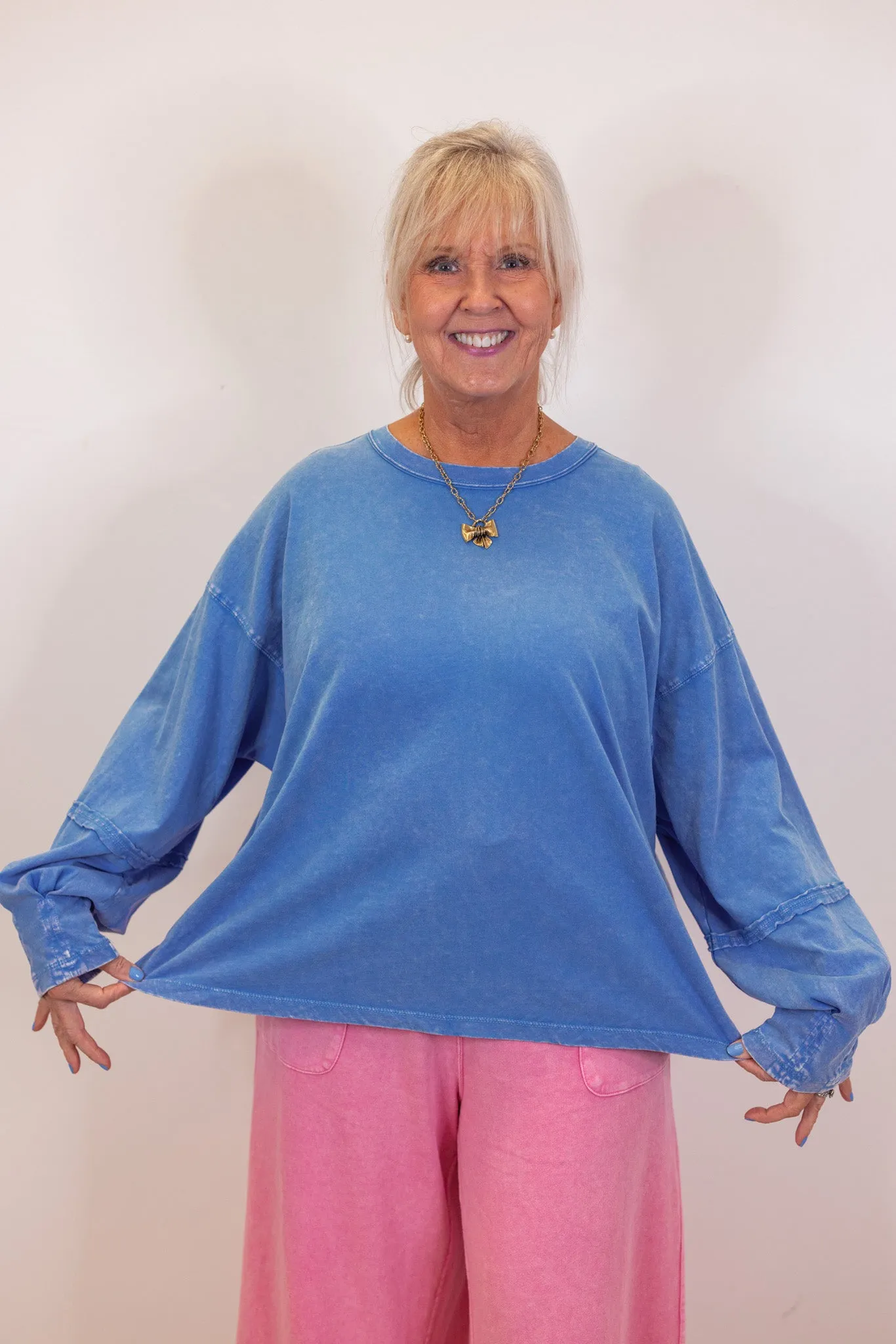 Trendy Babe Washed Blue Top