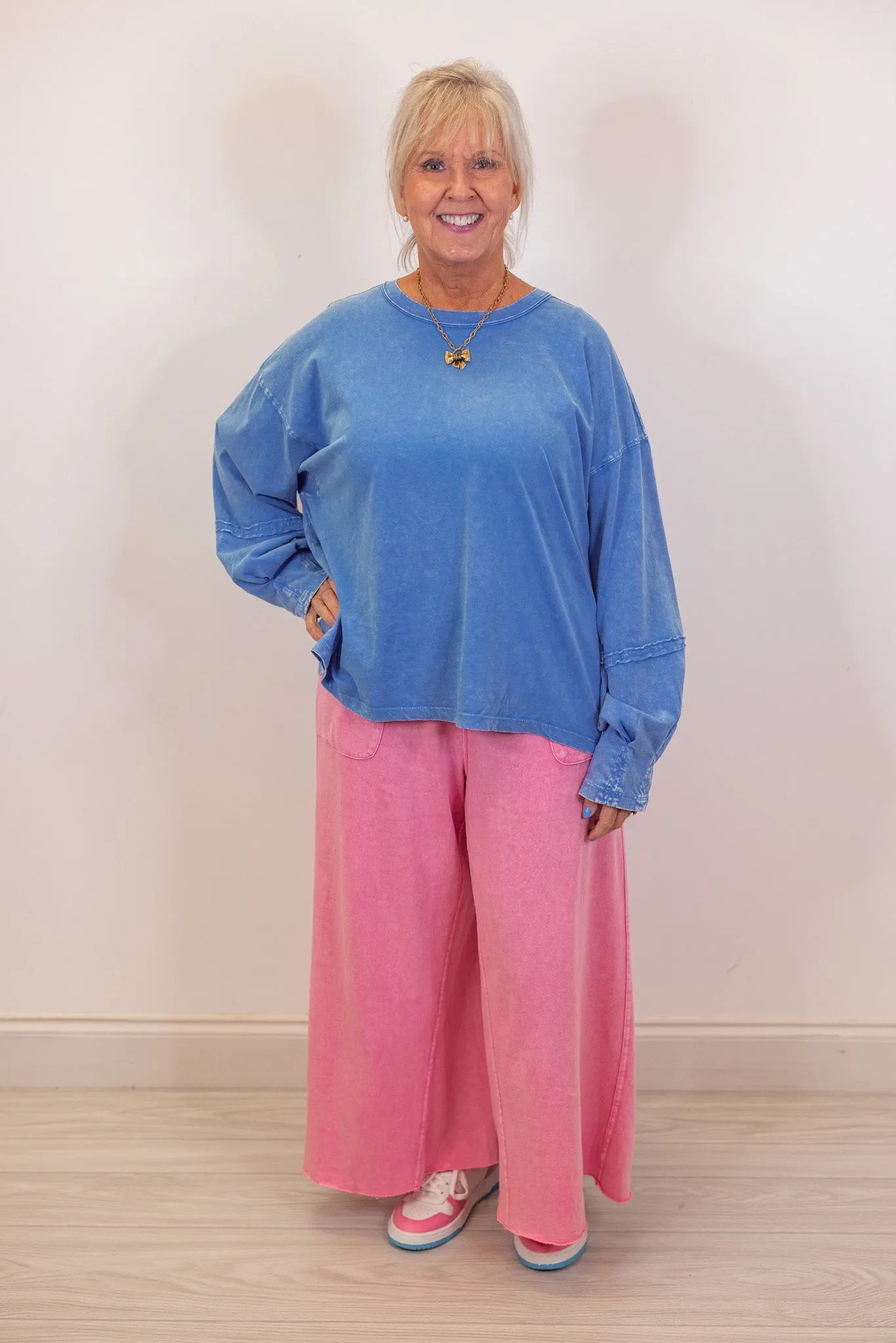 Trendy Babe Washed Blue Top