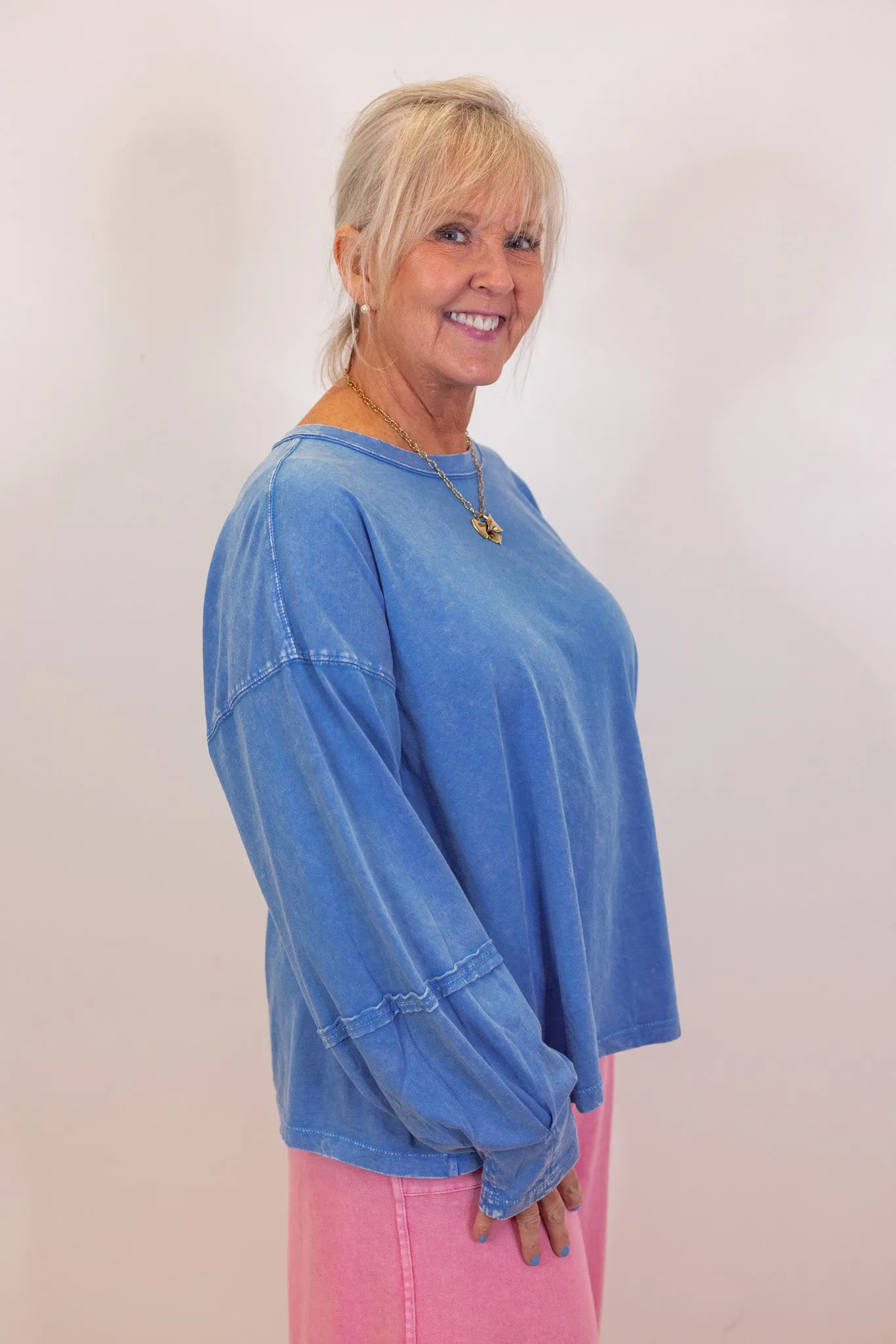 Trendy Babe Washed Blue Top
