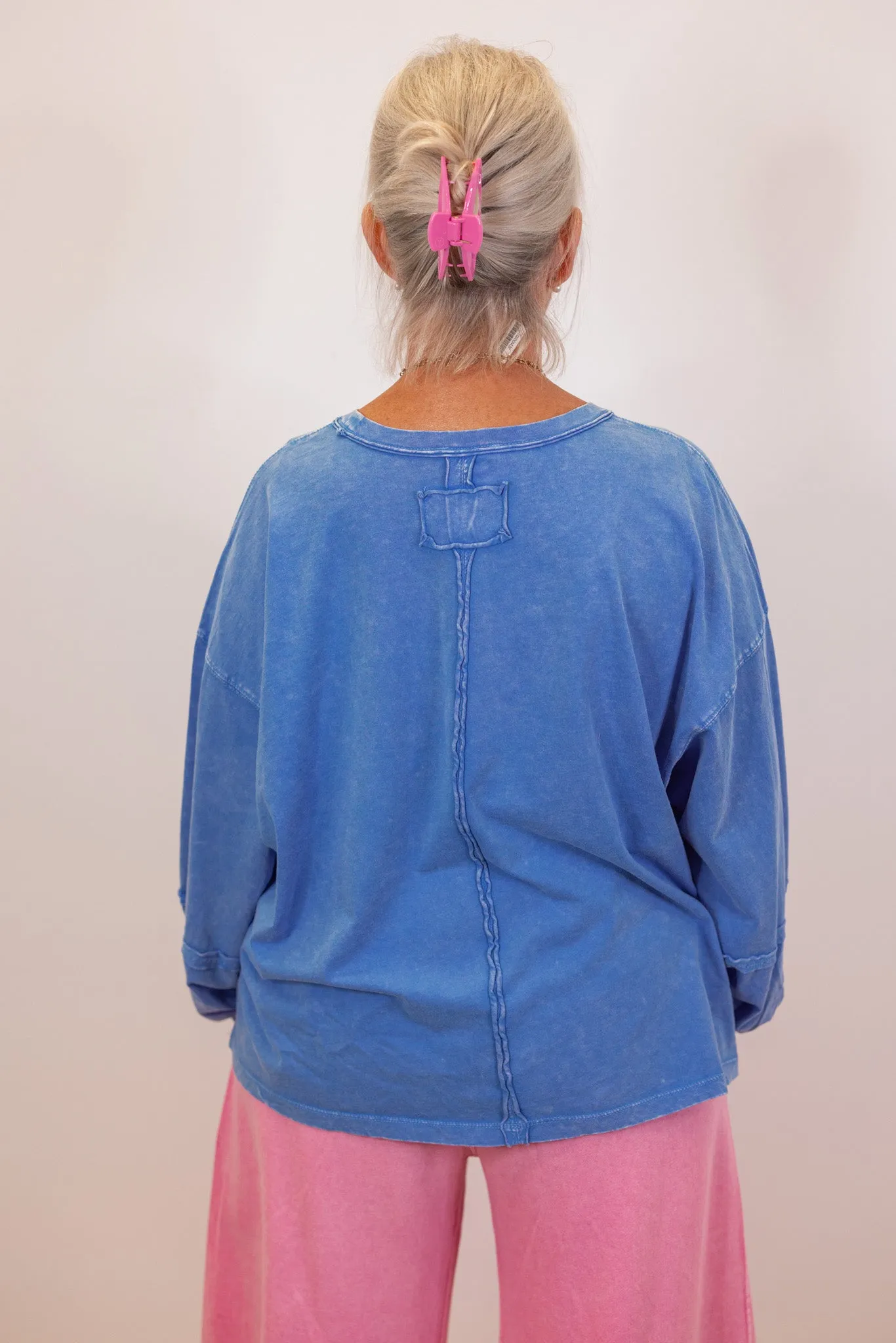 Trendy Babe Washed Blue Top