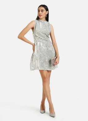 Velvet Skater Mini Dress With Cut-Out Detail
