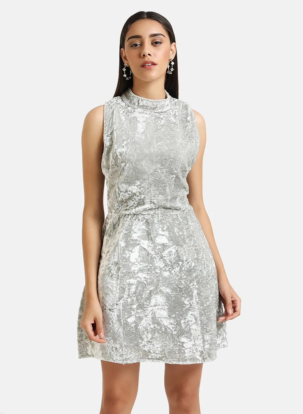 Velvet Skater Mini Dress With Cut-Out Detail