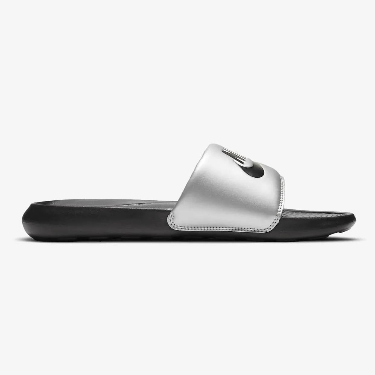 Women's Nike Victori One Slides (Black/Metallic Silver) (CN9677-006)